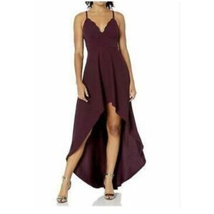 Speechless Pockets Ponte Scalloped Maroon Mini Maxi Cocktail Party Prom Dress